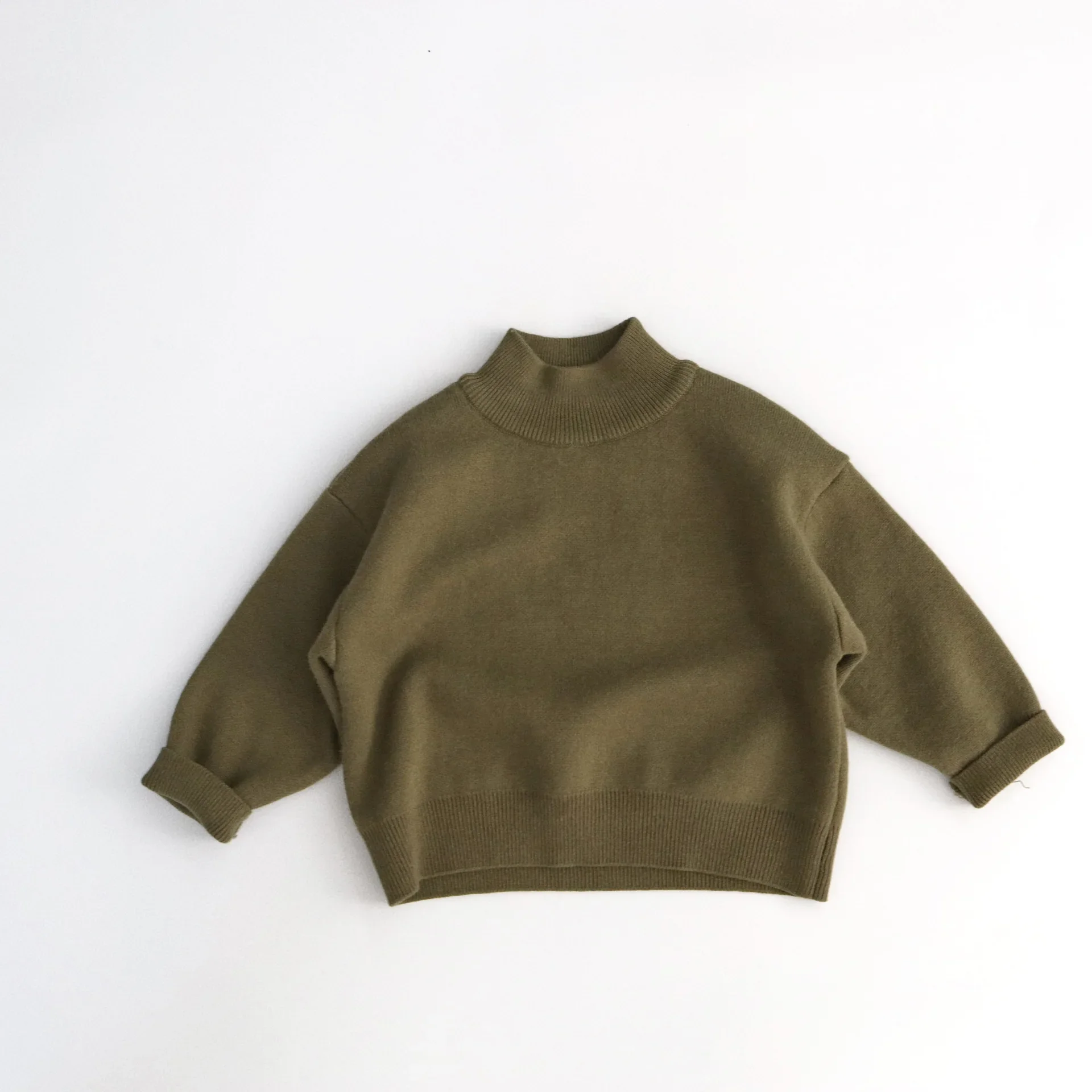 

Autumn Winter Children Clothes Korean Kids Half Turtleneck Sweater Integrated Loose Toddler Knitted Pullove Warm Bottoming Top