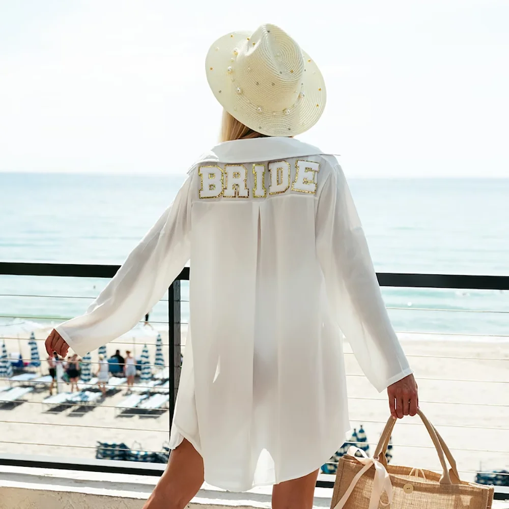 Bride To Be Swim Cover Up with Buttons Bride Gift Wedding bridal shower honeymoon Supplies Bachelor Beach Party prezent Akcesoria
