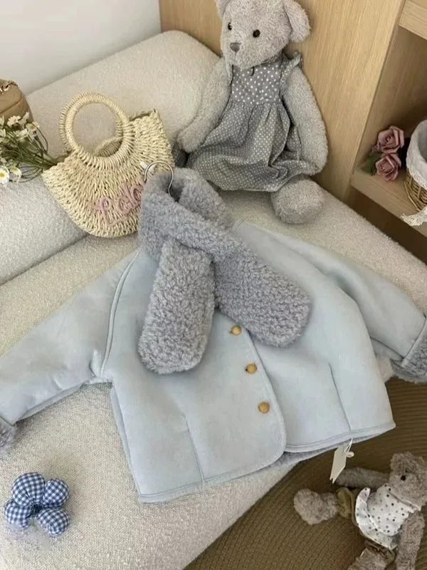 

Детское зимнее модное пальто для девочек на флисовой подкладке, утепленное, в корейском стиле, с длинными рукавами, на молнии