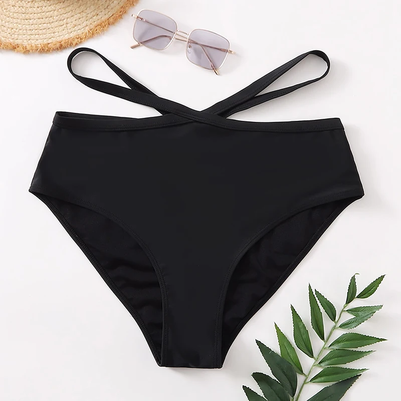 Nowe seksowne spodnie Plus Size damskie kąpielówki dół od Bikini pływackie marszczone solidne szorty kąpielowe Biquini 4XL majtki damskie