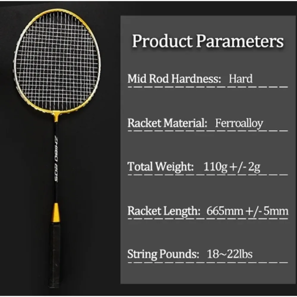 Original Badminton Set for Professional Training, Durable Sports Racquet, Leisure, Beginners, 2Pcs