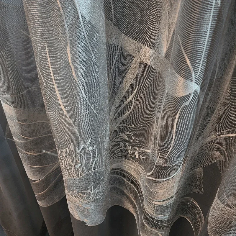 Modern Luxury Embroidery Sheer Curtains Custom Made For Living Room French American European Style Villa Decor Voile Drapes