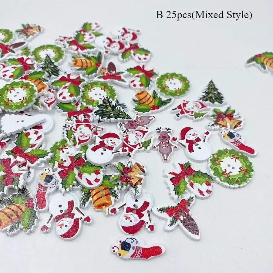 1/5/10/20/50/100pcs Peças (Estilo Misto) Botões de Natal Sortidos para Artesanato, Botões de Floco de Neve para Projetos Manuais