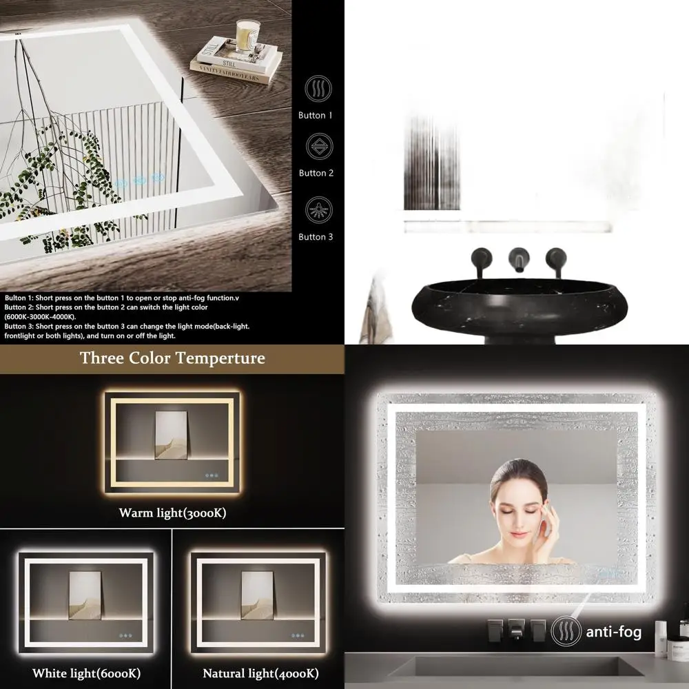 

24x36 Inch LED-Illuminated Bathroom Mirror with Anti-Fog, UL Certified Backlit & Front Lighting