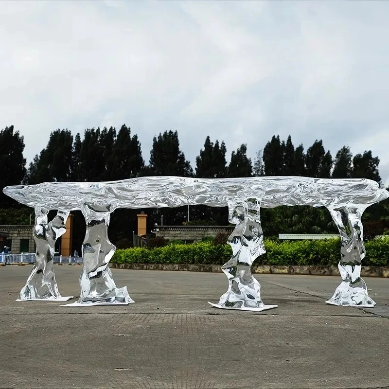 Transparent resin tea table and chair balcony glacier coffee table office negotiation living room crystal tea table