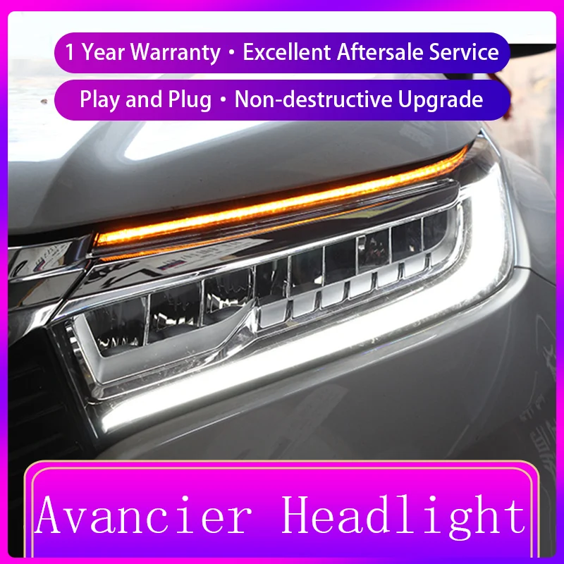 A Pair of Car Headlights For Honda Avancier 2017-2023 Front Lens DRL Head Lamp Dynamic LED Day Running Light Auto Accessories