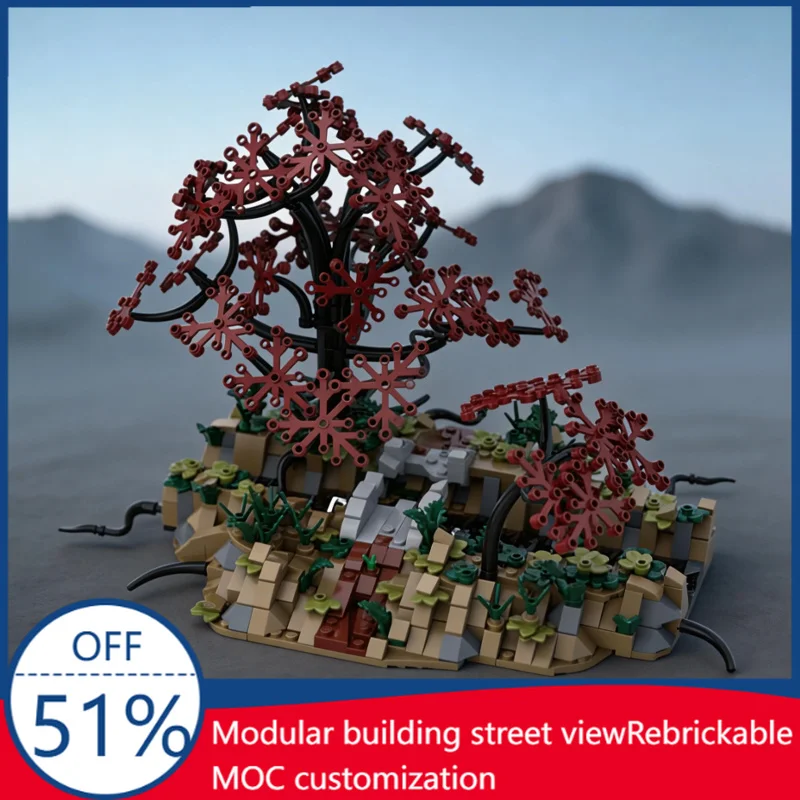 

877 Parts MOC Magic Forest Stream Scene Building Blocks Children Educational Assembly Toys Boys Birthday Creative Display Gifts