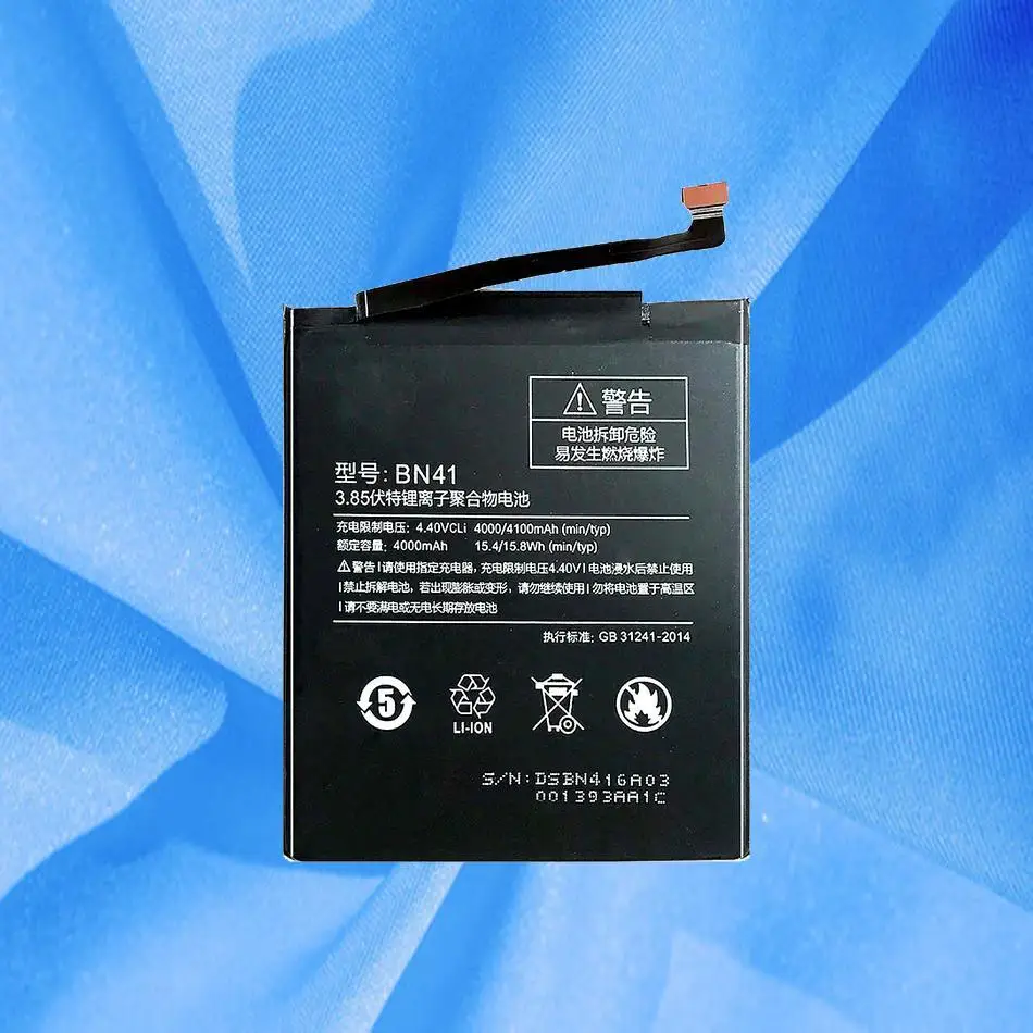 

Mobile Phone Battery 4100Mah For Xiaomi Redmi Note 4 Mtk Helio X20 4X Pro 4G+64G BN41 Cpu