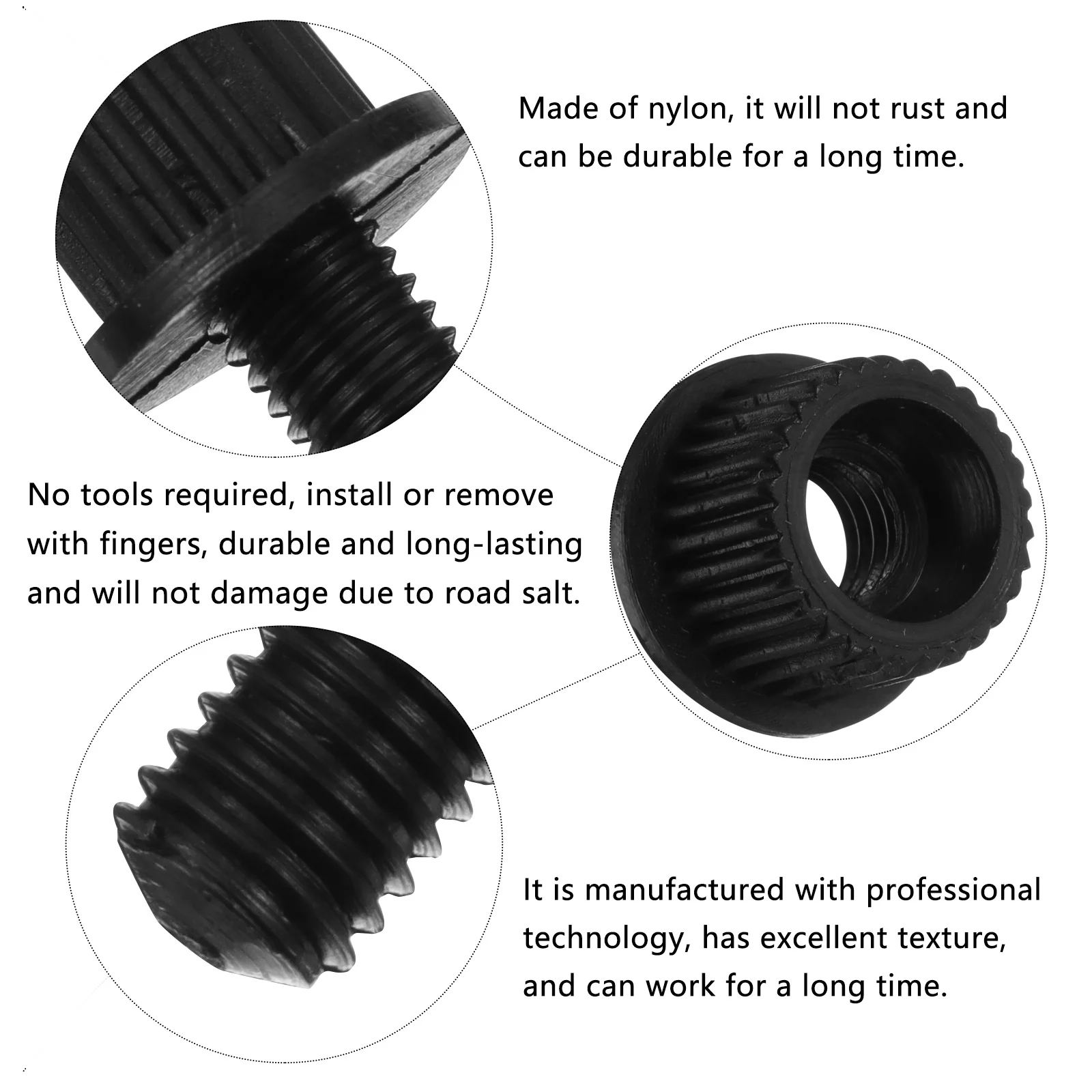 

4Pcs Rustproof Nylon License Plate Bolts for Motorcycles Easy Finger Install Durable License Plate Fastening Screws