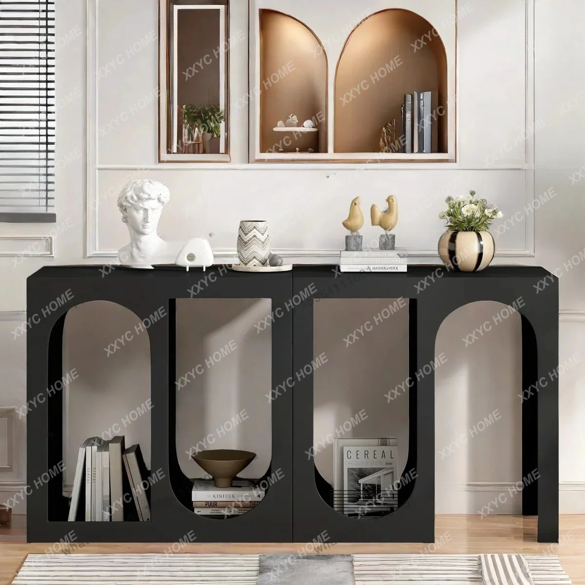 premium black entrance table simple light luxury corridor wall decorative cabinet