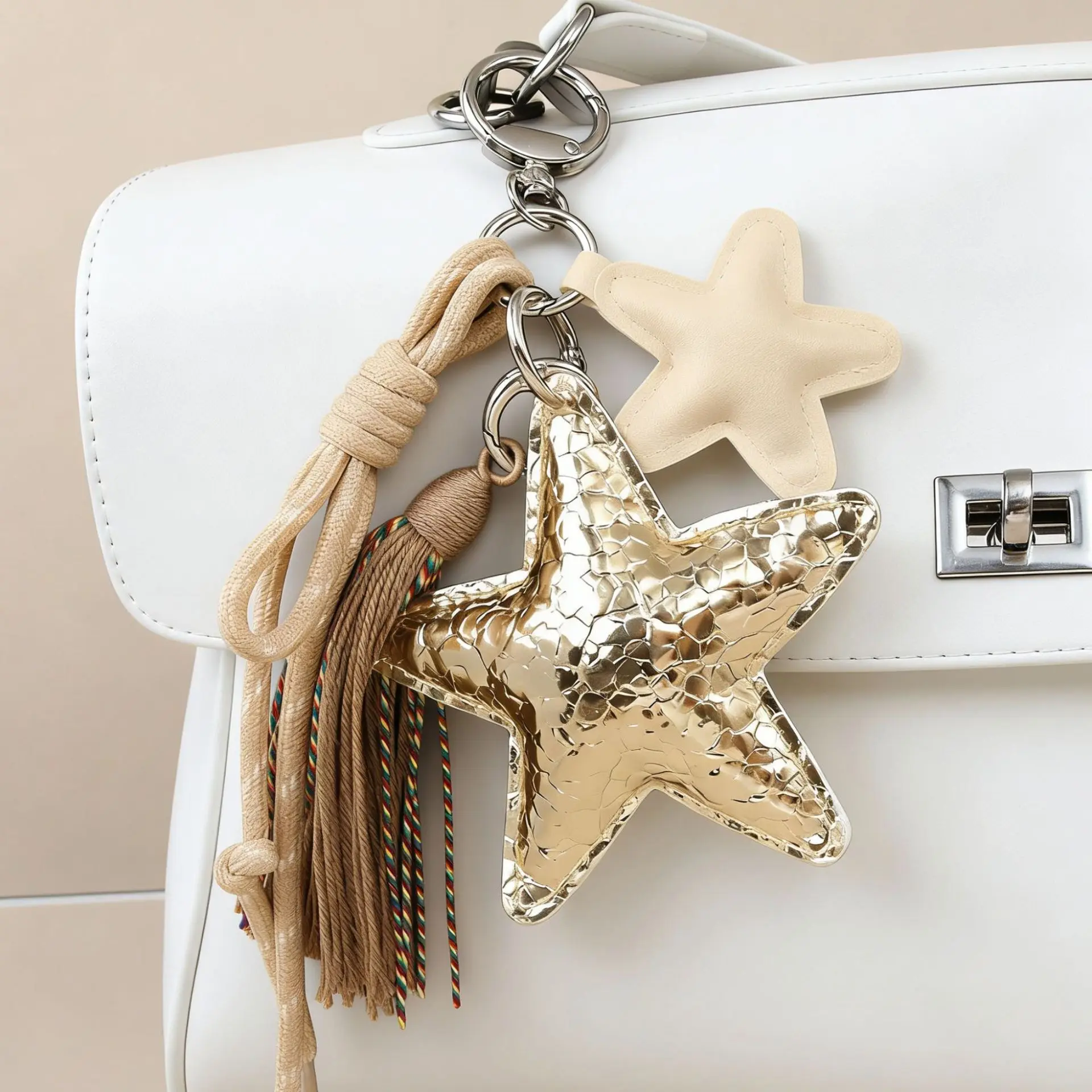 

Series Wild Fashion Ins Wind Five-pointed Star Braided Rope Tassel Bag Pendant Creative Keychain Car Hanging