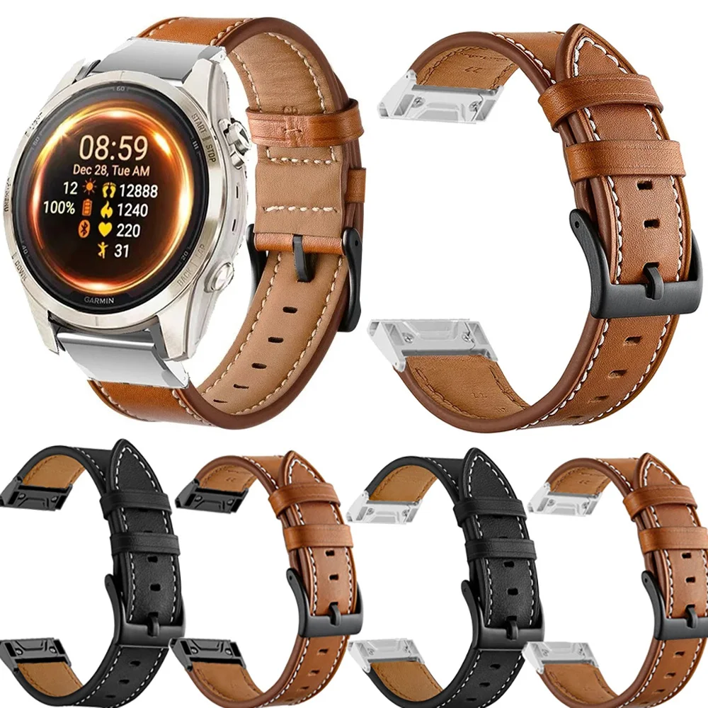 Watch Strap For Garmin Approach S70 S62 Forerunner 965 955 945 935 Epix Pro 2 (47mm) (51mm) Quickfit 26 22mm PU Leather Bracelet