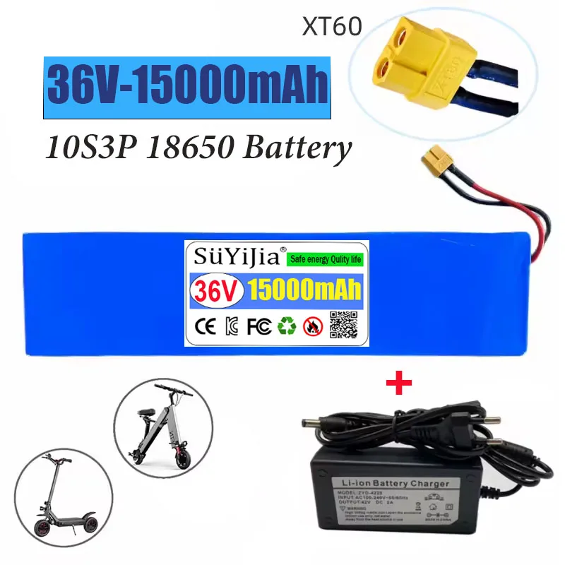 

36V 15000mAh Battery Pack Scooter for Kugoo S2 / S3 / S4 18650 Lithium Rechargeable Battery Pack Electric Scooter BMS Board