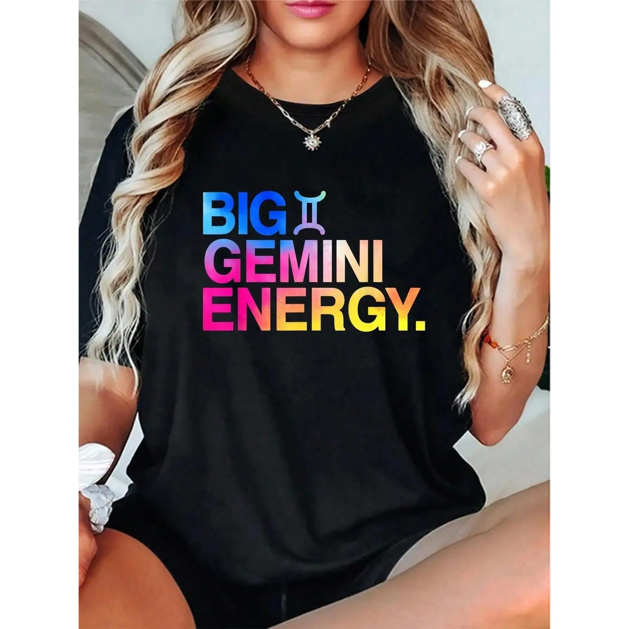 

Zodiac Sign T-Shirt Vibrant Astrology Birthday Tee, Casual Round Neck Short Sleeve, 100%, Machine Washable