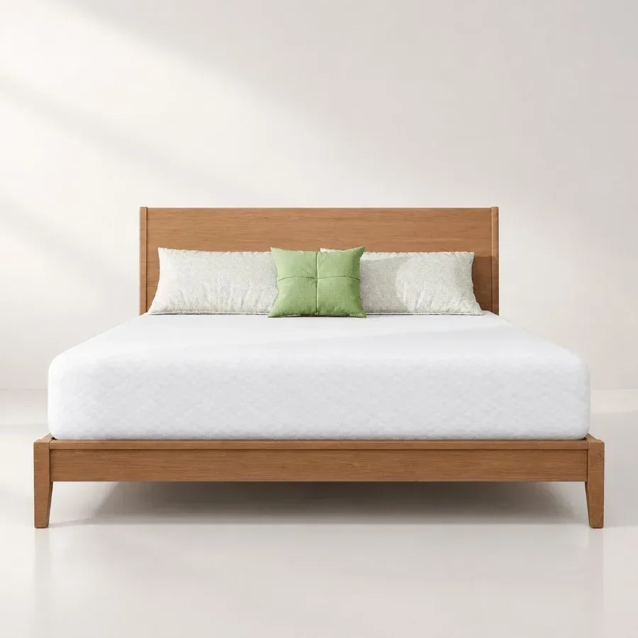 Full size mattress in a box for bedroom use, memory foam material, neutral color, medium firmness for balanced support and comf