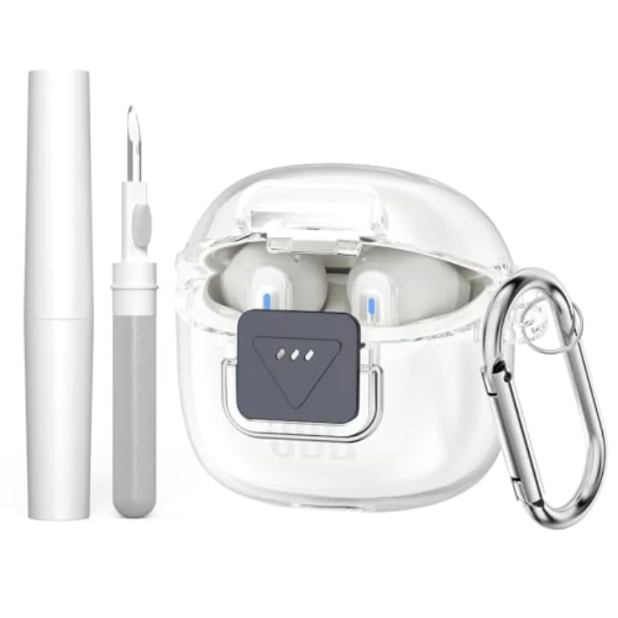 

for JBL Tune Flex 2 Case Cover with Cleaning Pen KitandCarabinerDouble Secure Anti-Scratch Shock-Proof TPU Protective Case