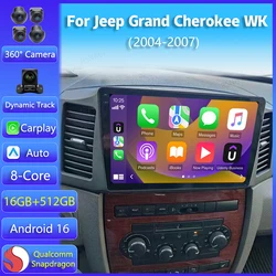 Android 16 Carplay Auto For JEEP Grand Cherokee WK 2004 2005 2006 2007 Multimedia Car Radio Navigation Player Video WIFI+4G DSP