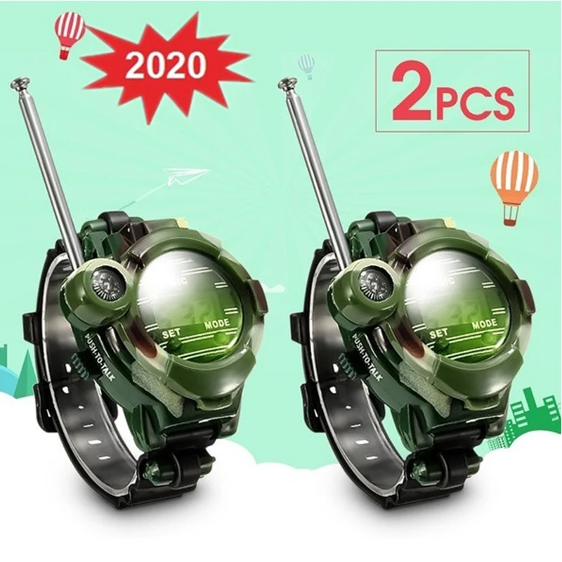 2Pcs 7 Functions Kids Children Toys Outdoor Games  Girls Boys Watches Interphone Lights Mic