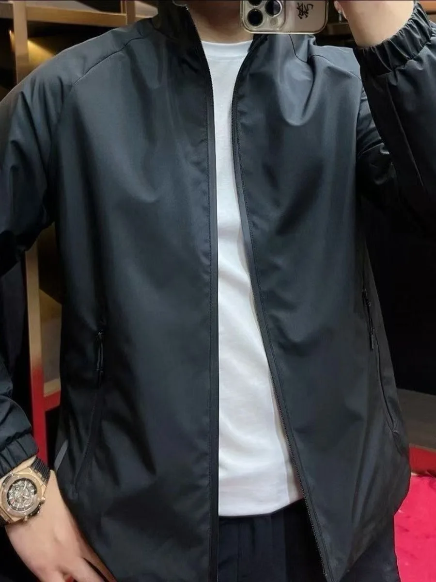 

Men's Spring New Lightweight Breathable Stand Collar Jaet Casual Versatile Sle Stand Fit Polyester Cotton Blend Jaet