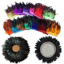 10M 15-20cm Black Rooster Feathers Trim Ribbon Crafts DIY Headwear Clothing Accessories Colored Feathers Handmade Party Decor