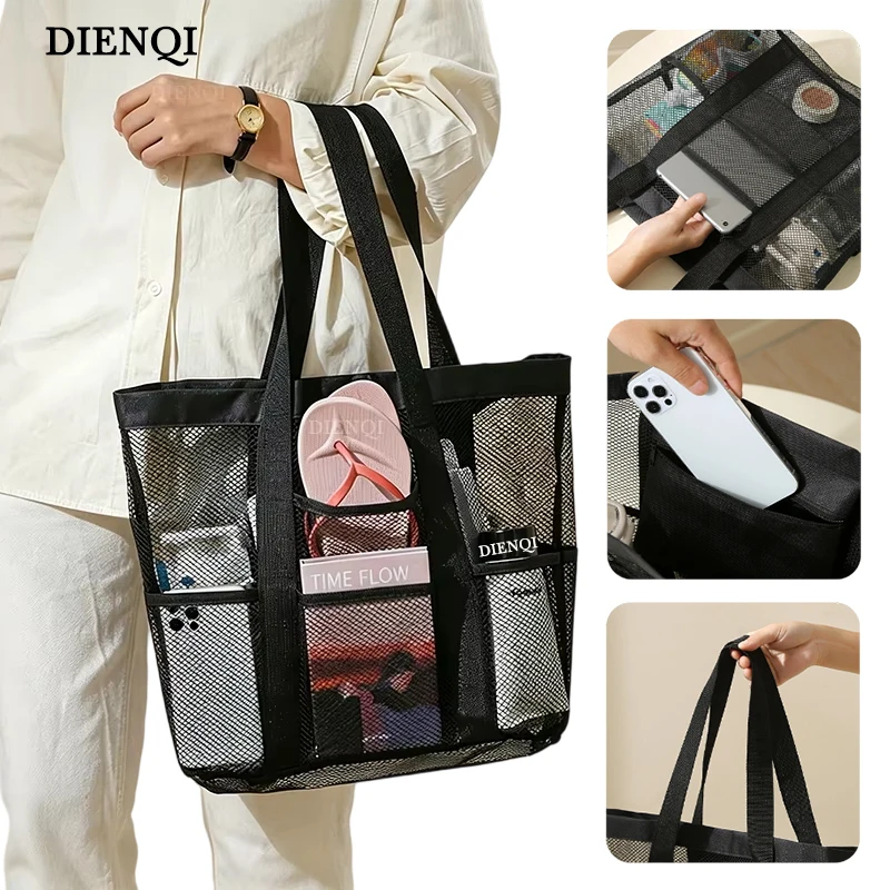 Mesh Beach Bag Large Tote Shower Toiletry Organizer Quick Dry Sand Proof Storage Bags for Swimming Gym Travel Organizador Сумки
