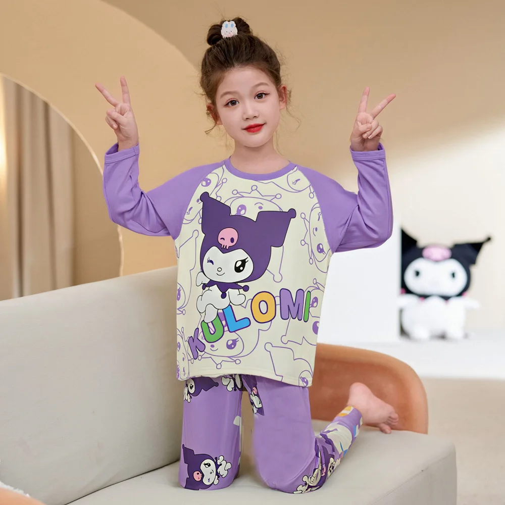 

Kawaii, осенний новый пижамный комплект для девочек, аниме Kawaii, топ с длинными рукавами и круглым вырезом для родителей и детей, брюки из мягкого хлопка, домашняя одежда для подростков, подарок