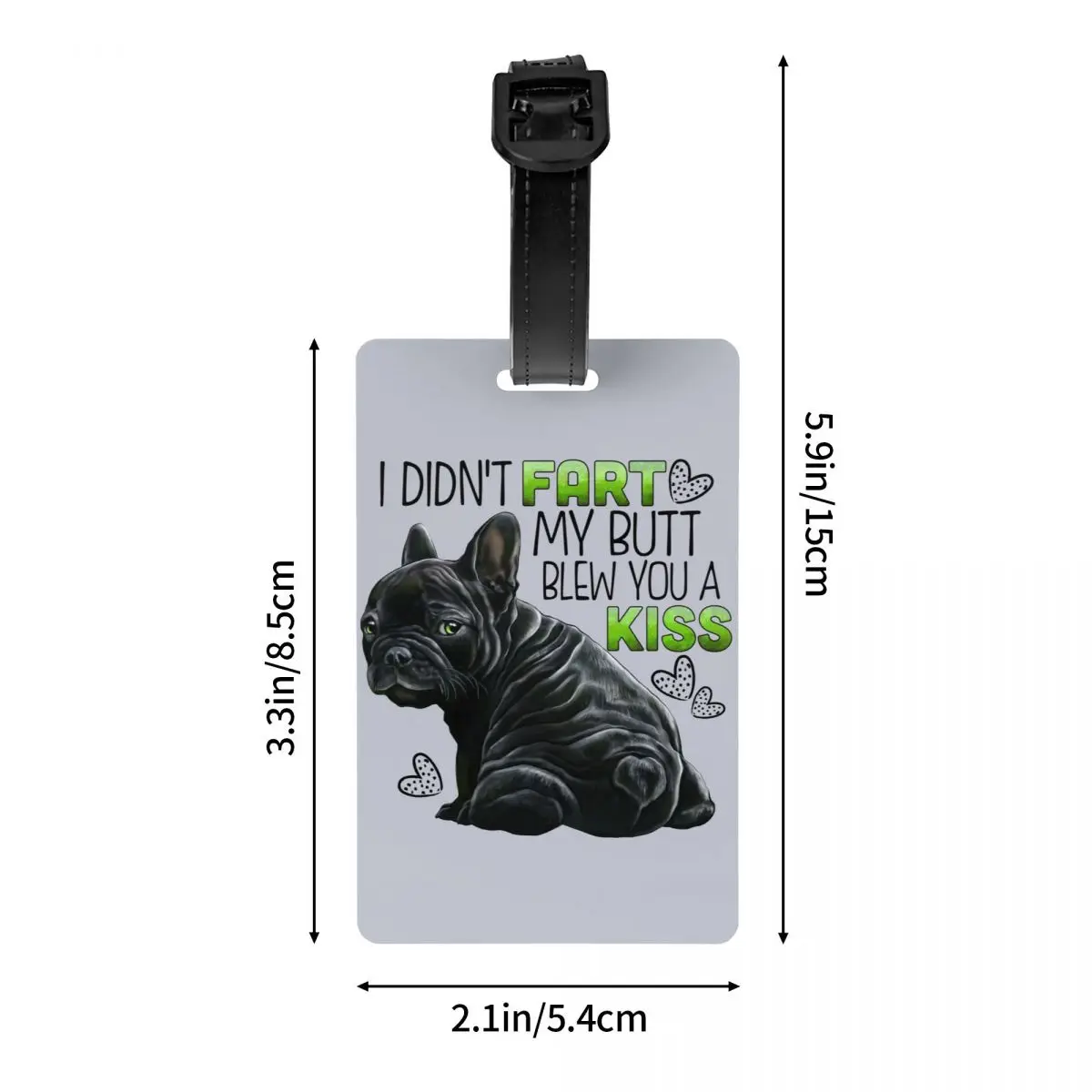 Custom Cute French Bulldog Luggage Tag Custom Funny Frenchie Pet Baggage Tags Privacy Cover ID Label