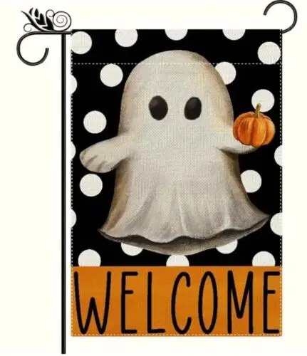 Garden Flag Halloween Welcome  Double Sided