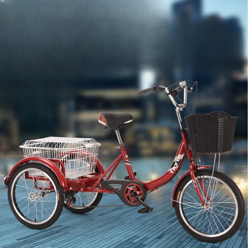 20-Inch middle-aged and elderly tricycle pedal pedal human bicycle variable speed casual vegetable basket