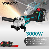 YOFIDRA 3000W 125mm Brushless Electric Angle Grinder 4Gear For Makita 18V Battery Pin Metal Wood Grinding Polishing Cutting Tool