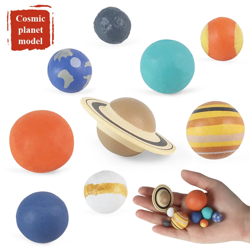 Oenux 9PCS The Solar System Cosmic Planet Universe Model Action Figures Miniature School Project Early Education Kid Toys