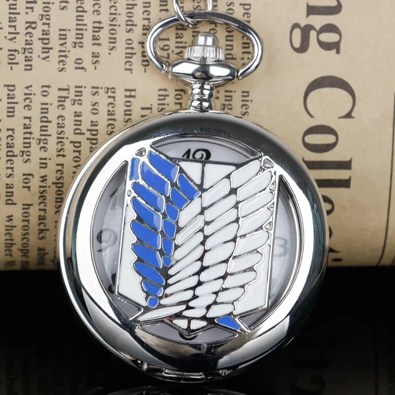 

Classic Unique Design Bronze Attack on Titan Wings of Liberty Clamshell Quartz Movement Pocket Watch Watch Gift CF1025