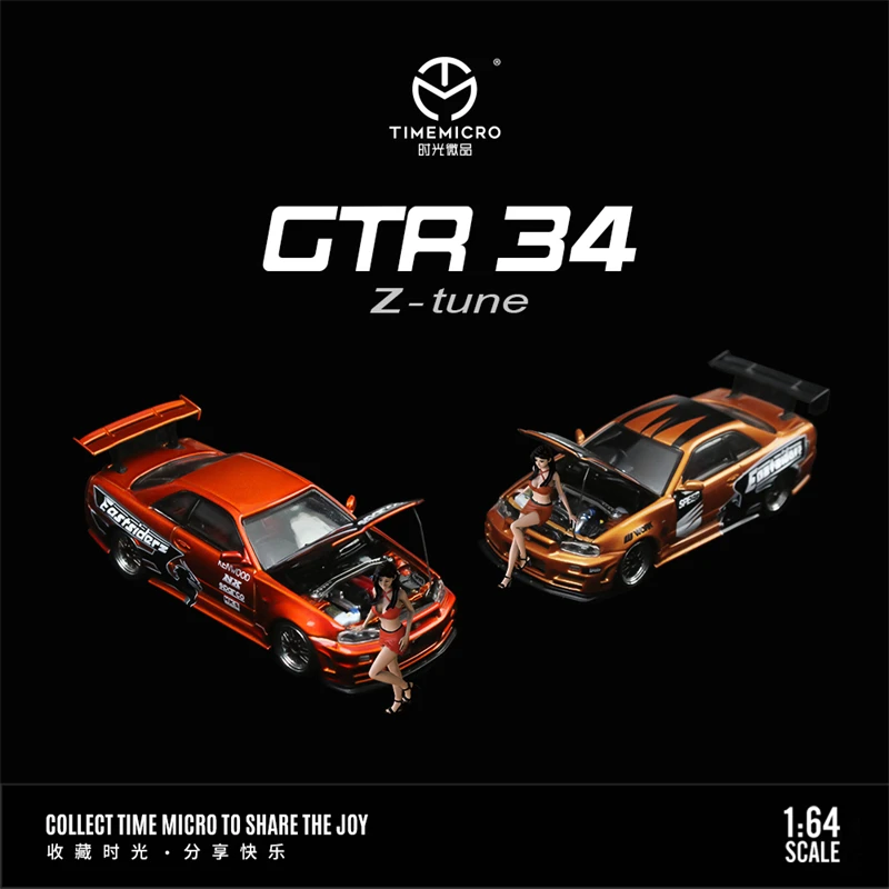 

TimeMicro 1:64 Gtr34 reddish / golden orange limited999 литая модель автомобиля