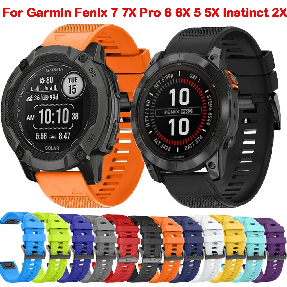 

22 26mm Strap For Garmin Instinct 2X Solar/Fenix 7 7X Pro 6 6X Epix Pro 5 5X Plus Silicone Smartwatch Bracelet Band Accessories