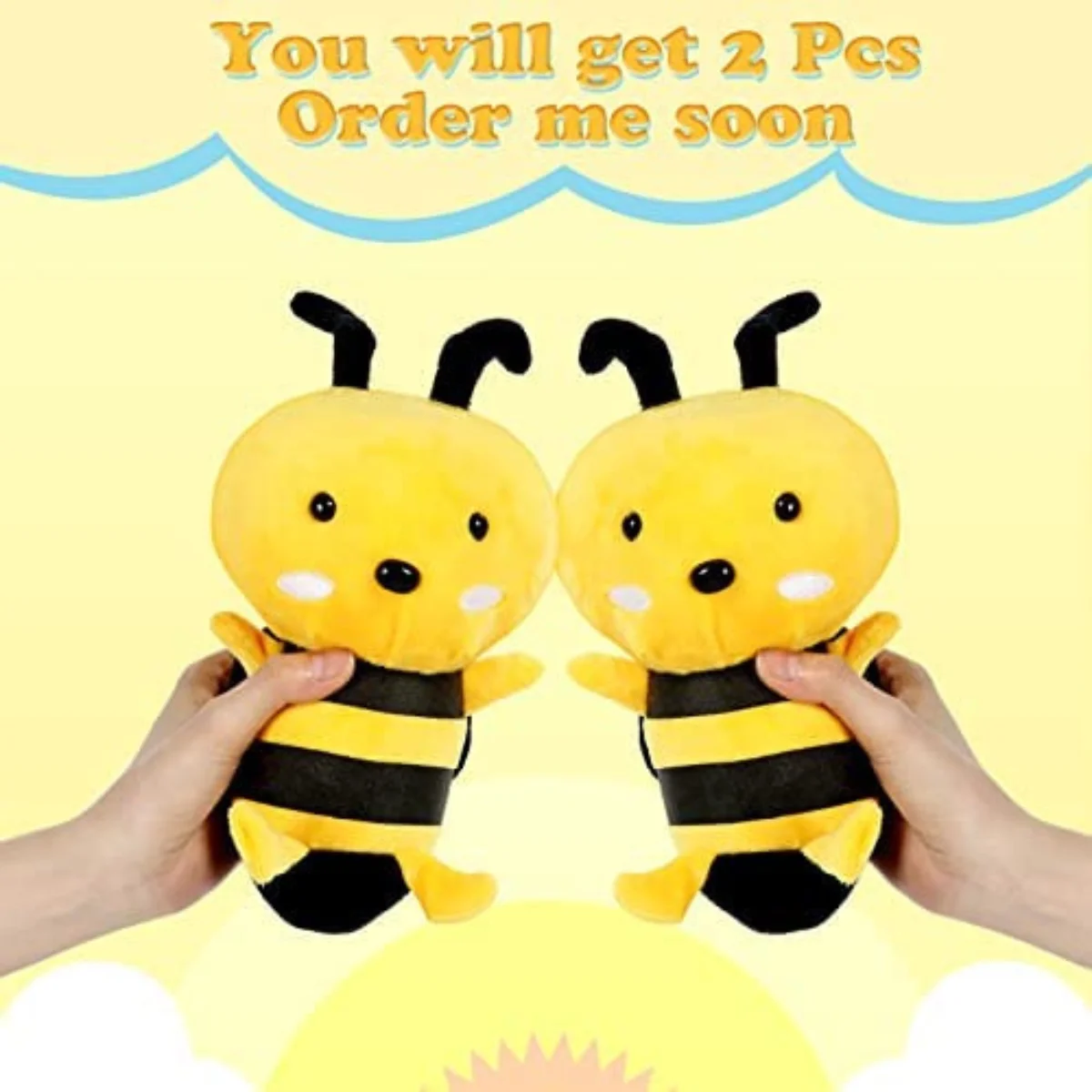 Kawaii Bee Plush Stuffed Animal Toys Soft Bumblebee Plush Toys Cute Honey Bee Pillow Girl Kids Playmate Birthday Gifts Girls Boy