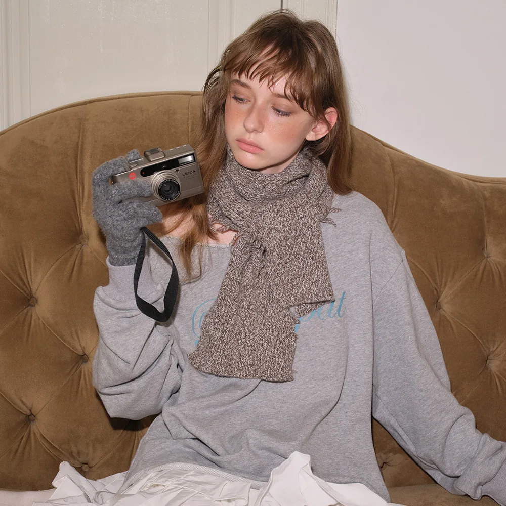 

Original DesignWool Blended Mixed Color Tassel Edge Knitted Scarf for Female y2k Retro Winter Shawl Women's Warm Scarves