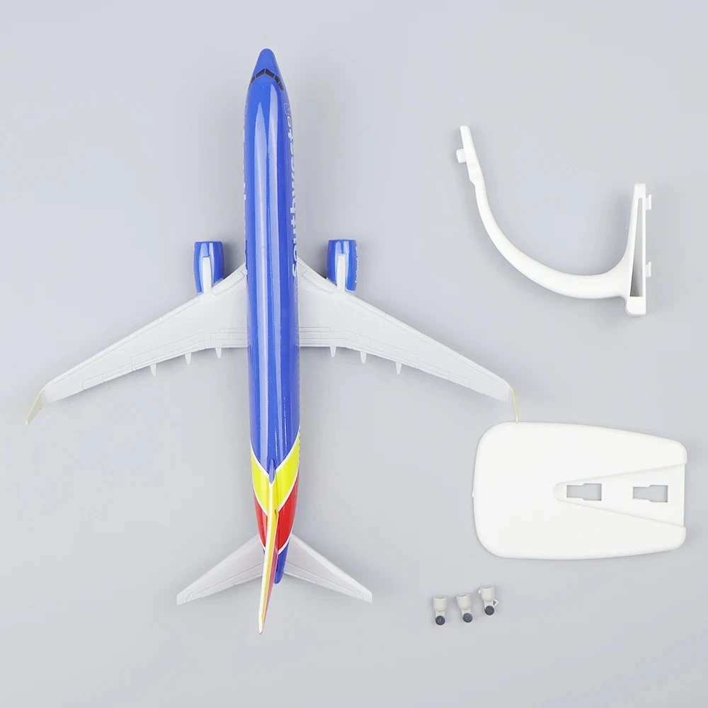 Diecast Plane Model Toy Airplane for Southwest Airlines Boeing 737 B737 Die-cast Metal Airplane Model with Landing Gear 20cm