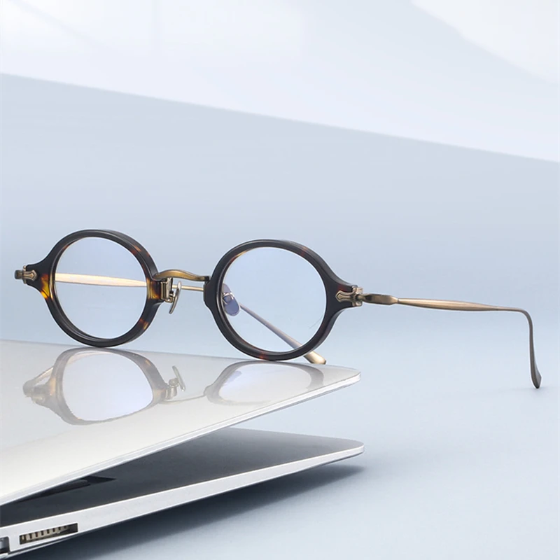

Vintage Trendy Small Round Eyeglasses Men Handmade Retro Oval Glasses Frames Women Top Quality Titanium Acetate Unisex Eyewear