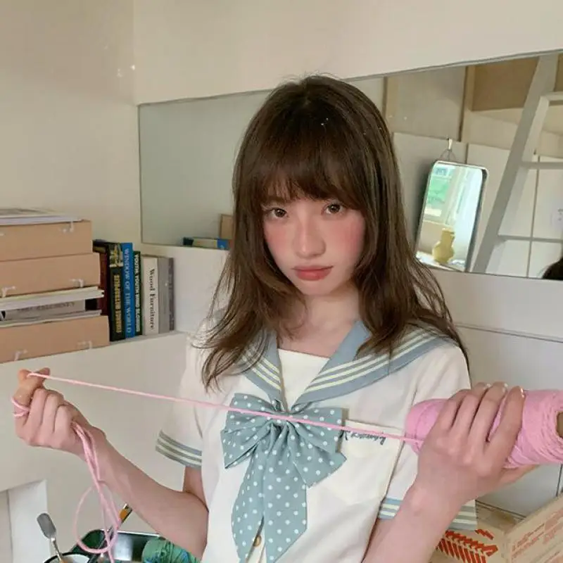 

Harajuku Jk оригинальный дизайн в студенческом стиле японский белый контрастный цвет матросский костюм летние топы для женщин повседневная одежда