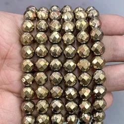 Natural Stone Light Golden Faceted Hematite For Jewelry Making Loose Spacer Beads DIY Bracelet Necklace 15'' 2/3/4/6/8/10mm