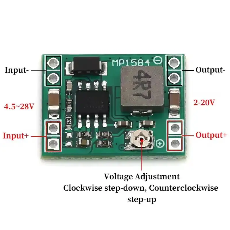 NEW MP1584 DC-DC Step Down Module 3A Adjustable  Converter Board 4.5-28V to 0.8-20V Voltage Regulator Replacement LM2596 1Pc