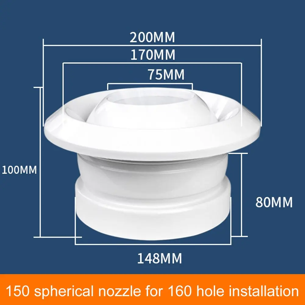 ABS aria condizionata rotonda prese d'aria di scarico 360 ° rotante sferico Jet Vents aria condizionata wc sferico Jet Vent Home Impro