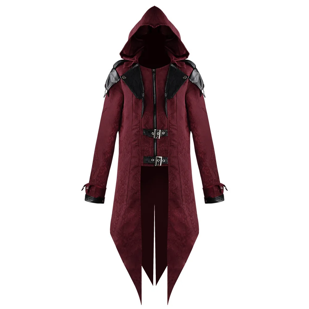 ชุดคอสตูมสไตล์โกธิคยุคกลางสำหรับผู้ชาย แบบวินเทจ ตัดเย็บจากวัสดุหลากหลาย