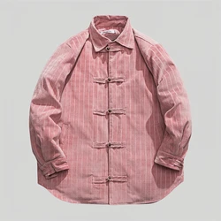 Parka holgada de estilo chino para hombre, chaquetas gruesas, cálidas, Retro, de algodón, con hebilla de disco, informales, color negro, de invierno
