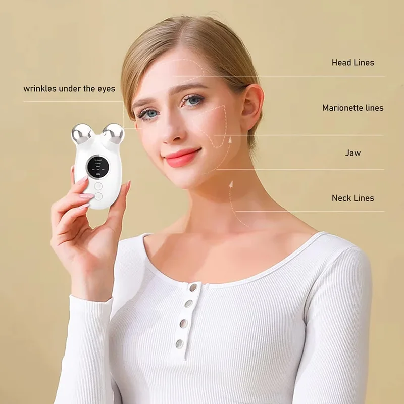 Urządzenie do modelowania twarzy mikroprądami EMS, masażer V-Lift do redukcji zmarszczek, instrument kosmetyczny do konturowania podbródka