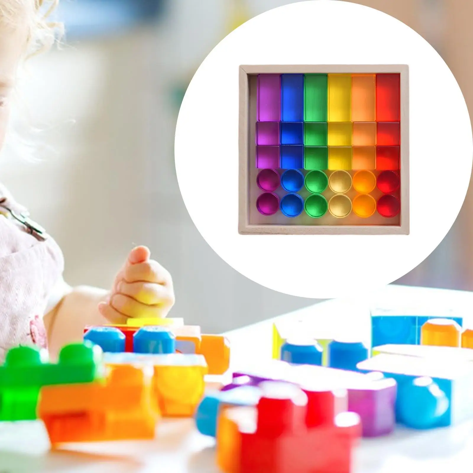 

Rainbow Building Blocks Set Stacking Toys Color Perception Building Blocks Set for Kids for Boys Girls Children Ideal Gift