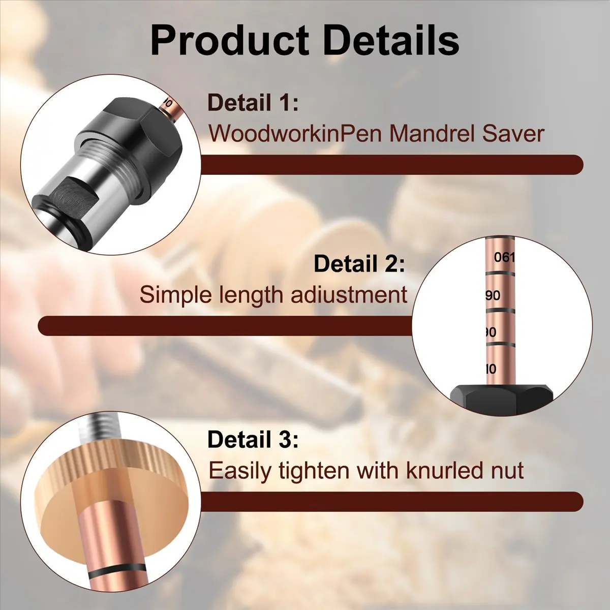 MALL Pen Making Kit Pen Shaft and Pen Holder Trimming Set Wood Turning Mandrel for Making Pen Woodworking Lathe Accessories