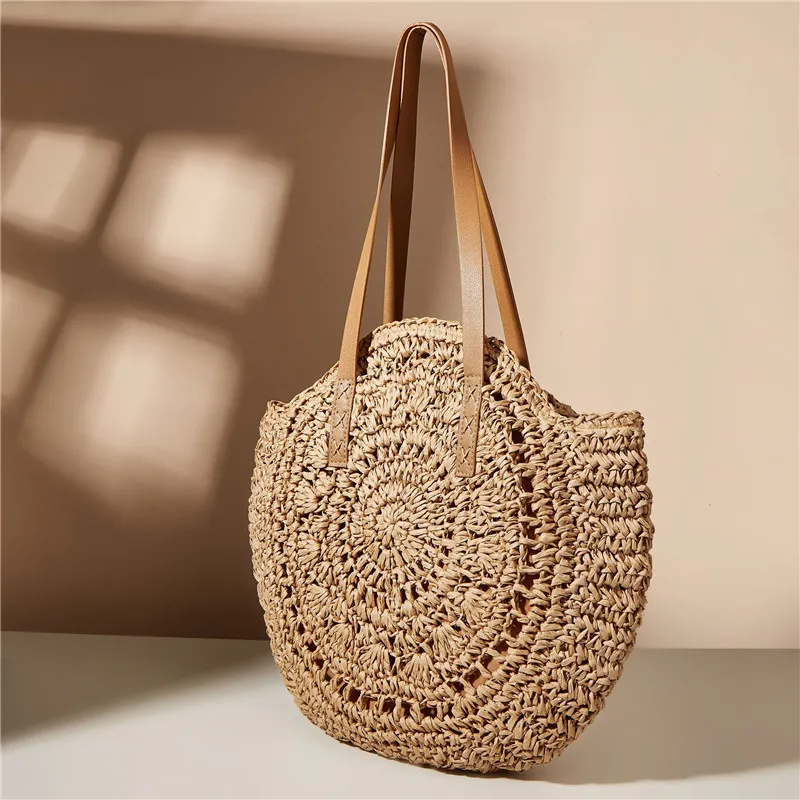 New Large Capacity Handbag Totes Holidays Pack Handmade Straw Shoulder Bags For Women Big Travel Beach Bag bolsa feminina