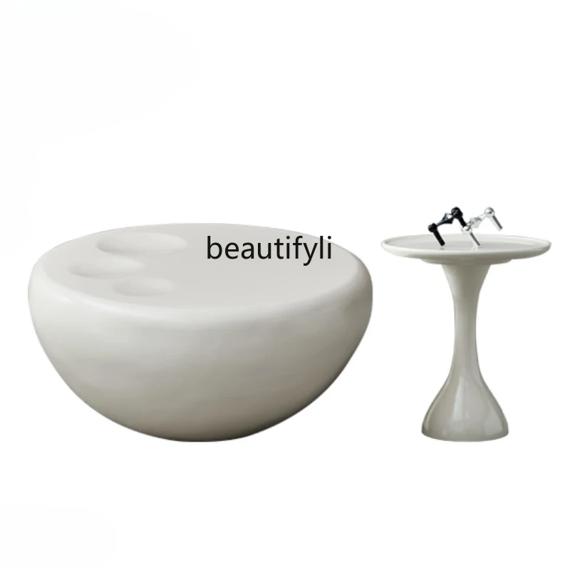 

Cream Style Tea Table Combination Modern Minimalist Living Room Home Designer round Tea Table