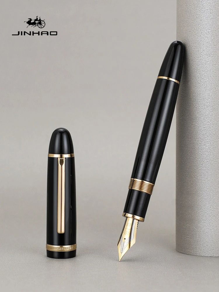JINHAO X169 / 59 Fountain Pen Gold Clip Pen Elegant Black EF/F/M Nib Writing Ink Pen Pk 9019 Office School Supplies Stationery